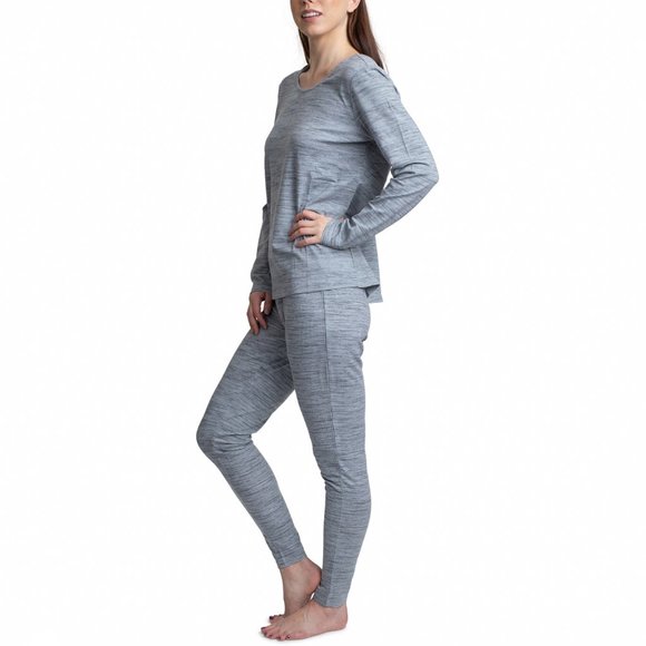 Muk Luks Lounge Shirt Women Round Neck Long Sleeve Draped Back Sleep Top Gray S - Picture 4 of 8